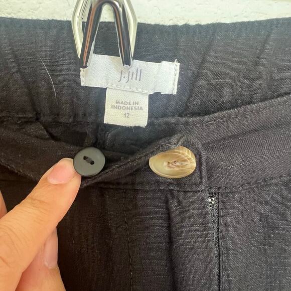 J.Jill Women's Linen Blend Wide Leg Trouser Pants Black Size 12 - Picture 5 of 9